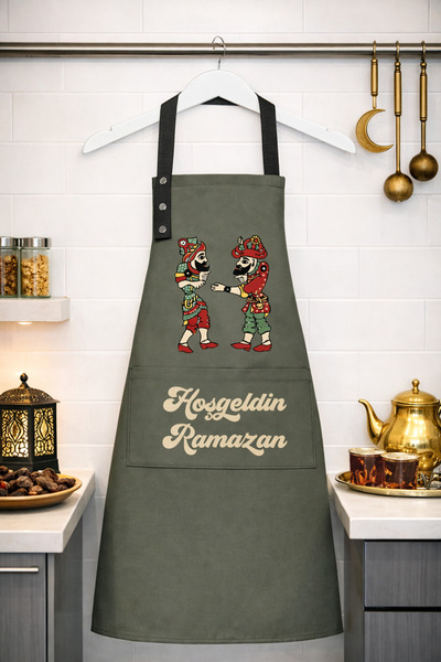 Hulganz Ramadan Themed Kitchen Apron Stain-Resistant Water-Repellent Fabric S...