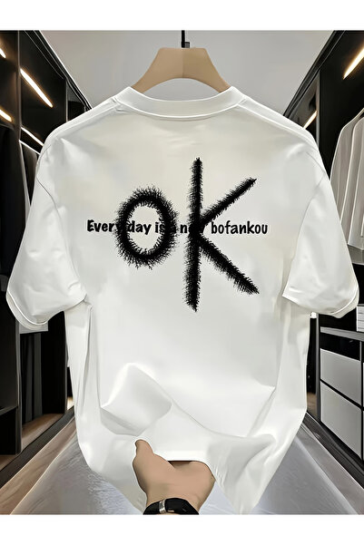 ibibik moda OK Ειδικά Εκτυπωμένο Βαμβακερό T-Shirt με λαιμόκοψη ποδηλάτου σε ...