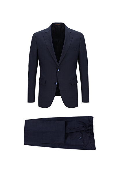 Abdullah Kiğılı 7 Drop Slim Fit Dar Kesim Yünlü Beli Lastikli İpli Takım Elbise