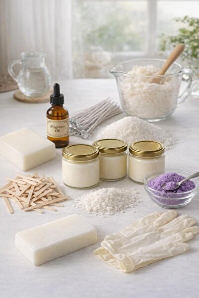 aralmini Mum Yapımı Başlangıç Seti – 1000 gr Soya WAX , Esanslı, Pigmentli, E...