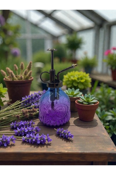 KACASTORE Püskürtmeli Mor-Mavi Renkli Cam Kolonyalık Kolonya Şişesi