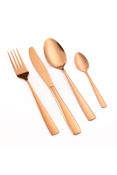 Malooki 24-piece cutlery set, for 6 people, premium stainless steel – Rose Go...