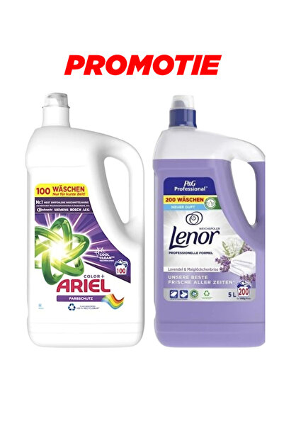 Ariel Color+ Detergent 100 washes, 5L + Lenor Lavender Conditioner 200 washes...