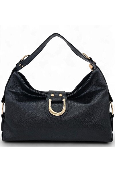 Evident Black Casual Soft Textured Women's Hand and Shoulder Bag with Lock De...