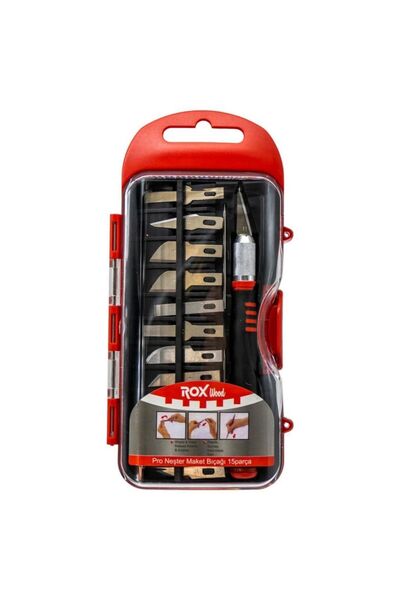 Rox Wood 0180 Pro Neşter Ahşap ve Maket Hobi Bıçak Seti 15 Parça