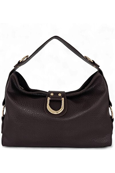 Evident Brown Casual Soft Textured Women's Hand and Shoulder Bag with Lock De...