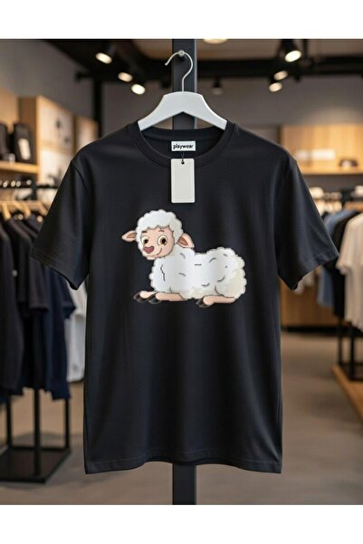 playwear PLAY WEAR Tricou unisex cu imprimeu, cu guler rotund, din lână de oa...