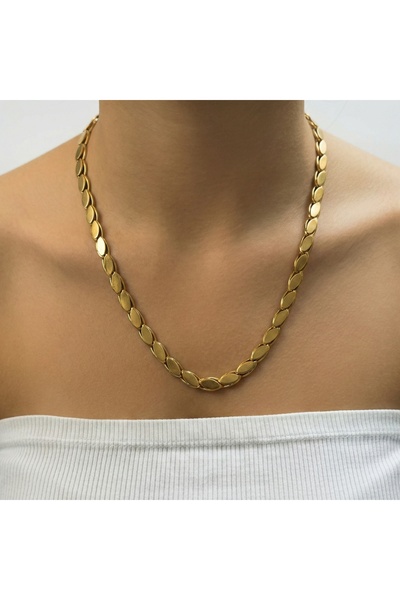 AccessoriesCınCık 316L Anti-Tarnish Steel Gold Color Barley Chain Women's Nec...