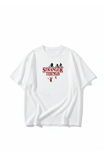Mayer Butik Unisex Erkek/Kadın Stranger Things Özel Baskılı Oversize Pamuklu ...