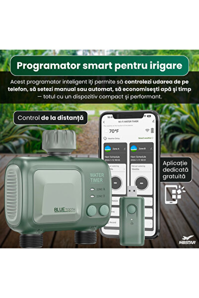 Om Programator udare Wi-Fi smart cu aplicație mobilă, 5 planuri, rezistent IPX5, Google/Alexa