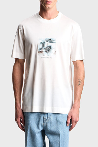 Emporio Armani Printed Cotton Blend Regular Fit Crew Neck t Shirt Men's t Shi...