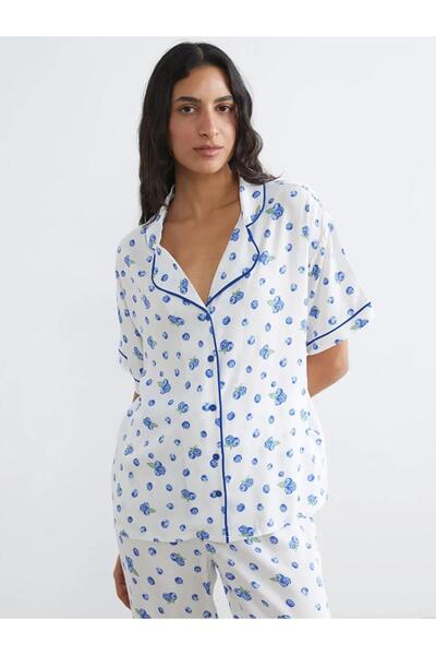 LC Waikiki Ecru Γιακάς πουκαμίσου Με σχέδιο Γυναικεία Πιτζάμα (S6)
