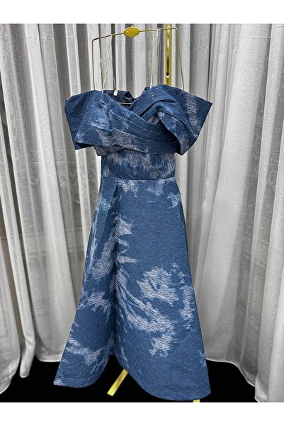 Rosina Denim midi evening dress for Eid