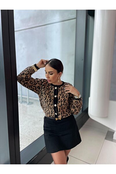 sinemkivanc co Marka Model Leopar Desen Yün Hırka