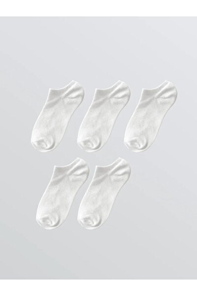 LC Waikiki Бели дамски чорапи без шарки, пакет от 5 чифта (S6)