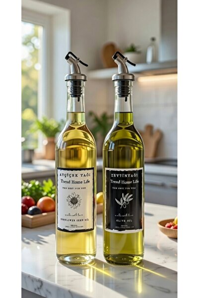 Trend Home Life 2 Li 750 ml Sunflower and Olive Oil Bottle Glass Transparent ...