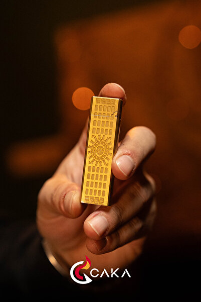 Caka Zen Serisi El Yapımı Pirinç Benzinli Çakmak Gold Motif Desenli
