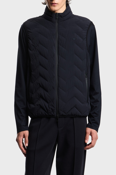 Emporio Armani Regular Fit Logo Quilted Stand Collar Puffer Vest Men's Vest E...