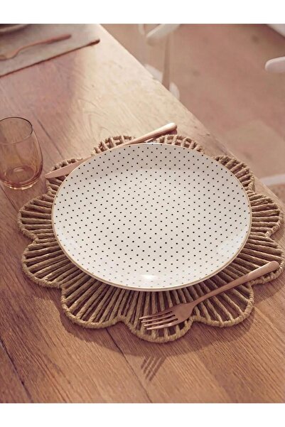 LC Waikiki Polka Dot Patterned Porcelain Plate with Gilded Edges (S6)