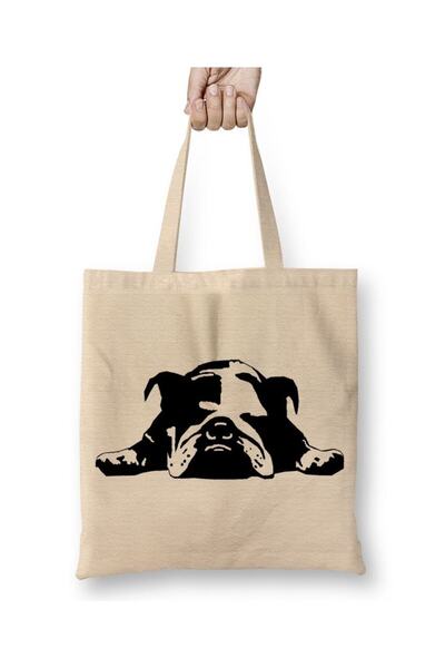 Toyaso Geantă de plajă Pug Dog Bulldog, geantă de pânză albă, cu mâner lung, ...