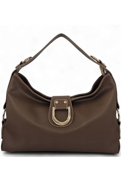 Evident Mink Casual Soft Textured Women's Hand and Shoulder Bag with Lock Det...