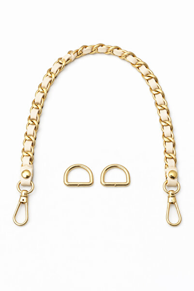 Nildenhobim Cream Leather Chain Bag Handle and Bag Front Decoration – with Go...
