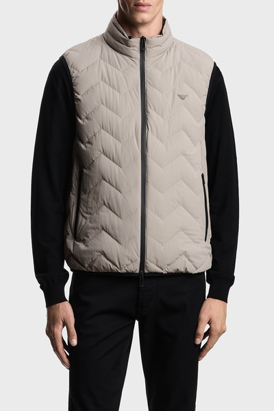 Emporio Armani Regular Fit Logo Quilted Stand Collar Puffer Vest Men's Vest E...