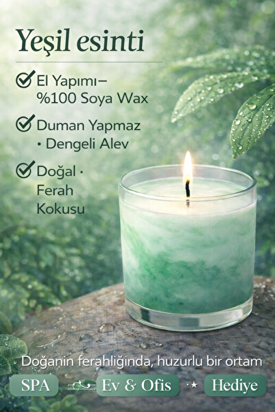 Lúmea Candle Serenity Hindistan Cevizi Kokulu Yeşil Mermer Soya Mum | El Yapı...