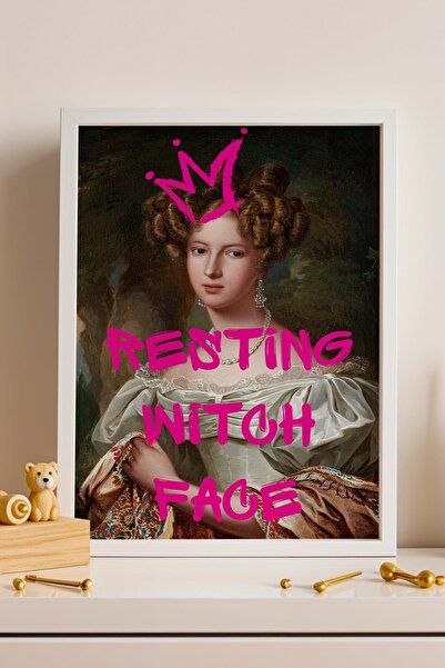 Saturn Resting Witch Face Framed Painting Classic Portrait Ironic Office and ...