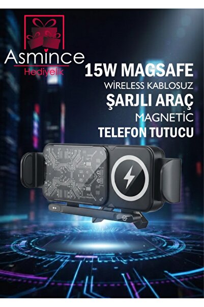 asmince Magsafe Wireless Kablosuz 15w Şarj Araç Magnetic Telefon Tutucu İphon...