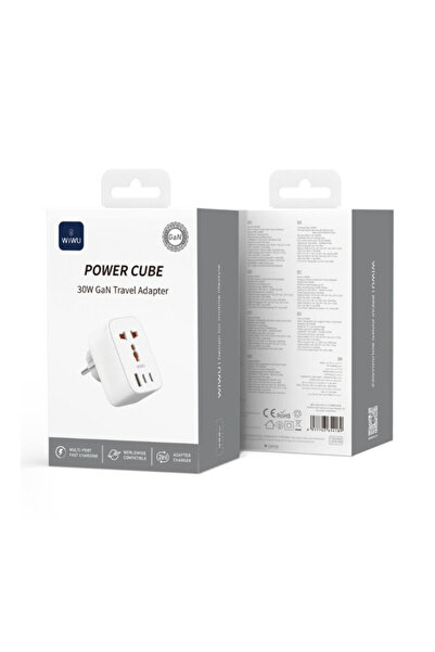WIWU محول طاقة WI-UA008 بقوة 30 واط بتقنية GaN للسفر - أبيض