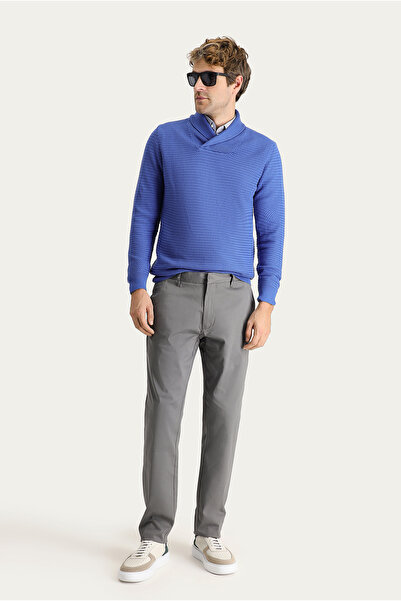 Kiğılı Pantaloni 7 Drop Slim Fit din Lycra Satin Canvas / Chino