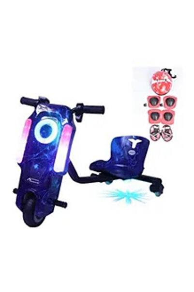 Fun Moment سكوتر كهربائي للانجراف 36 فولت مع خوذة وواقيات - أزرق