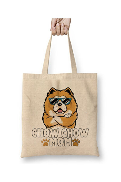 Toyaso Chow Chow китайско лъвче майка куче майка бяла платна чанта с дълги др...