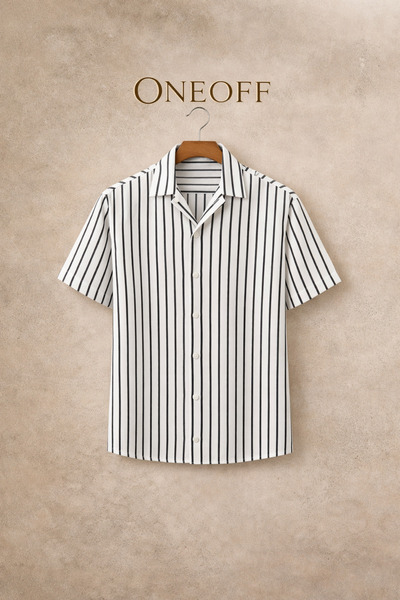 oneoff Premium Slim Fit Striped Twisted Short Sleeve Men's Shirt
