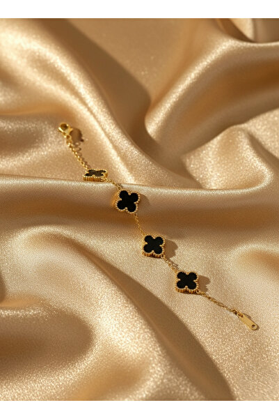 ArsEm Design Siyah Yonca Detaylı Van Cleef Şans Bilekliği