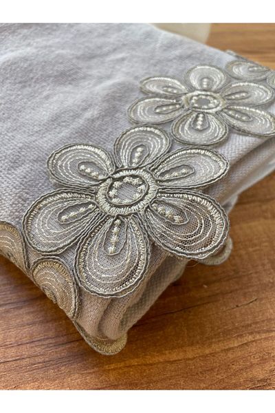 Çeyiz Bahçesi Daisy Gray Velvet Towel 50&90