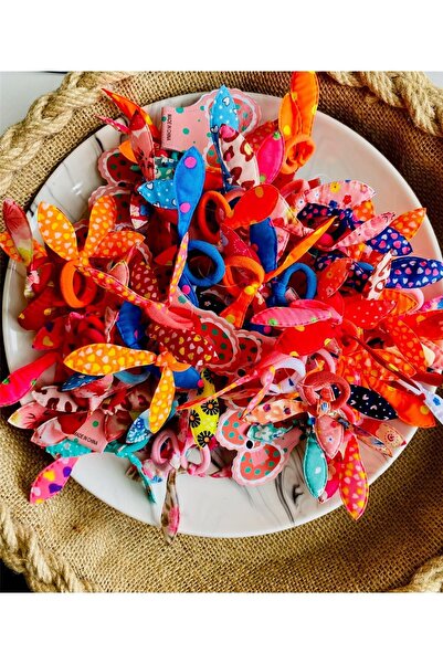 Yeşim Aksesuar 100 Pieces of Elastic Rabbit Ears Girls' Buckle