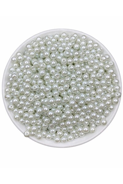 Hedef Bijuteri 50 Gr 6mm Beyaz Cam Inci Boncuk ,takı Yapım Boncuğu (50gr,~160 Adet )