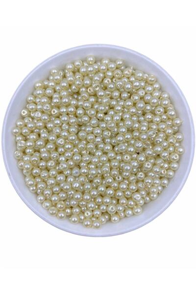 Hedef Bijuteri 50 جرام 5 ملم حبات اللؤلؤ الزجاجي الكريمي، خرز صنع المجوهرات (...