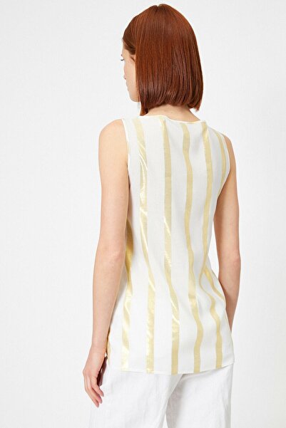 Koton Damski podkoszulek w żółte paski w kolorze ecru 0YAK38845PW