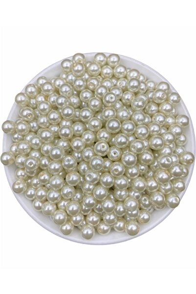 Hedef Bijuteri 50 Gr 8mm Krem Cam Inci Boncuk ,takı Yapım Boncuğu (50gr,~70 A...