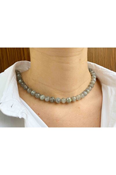 Mucize Taş Labradorit Taşı Doğaltaş Kolye 8 Mm Faset