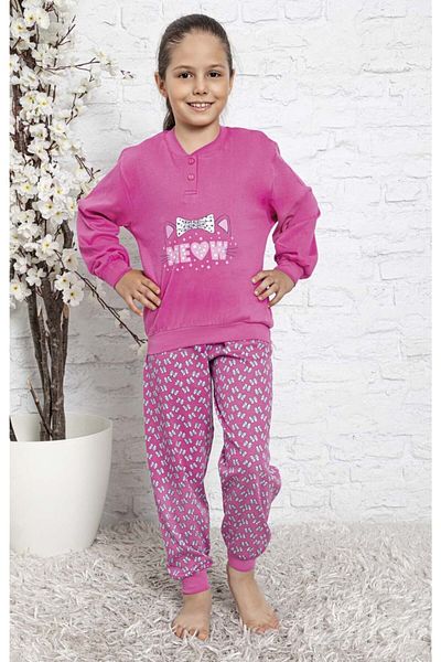 Aydoğan Girl's Interlock Pink Pajama Set
