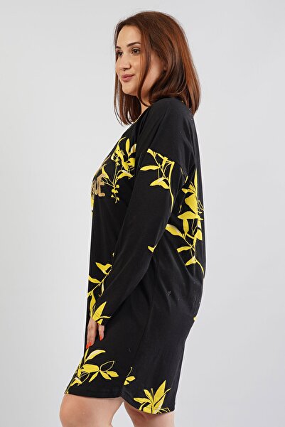 VİENETTA Cămașă de noapte cu mânecă lungă din bumbac, cu decolteu în V, cu umeri lungi, 105300