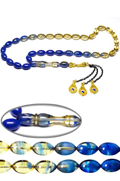 Tesbih Atölyesi Блакитний прозорий колір, золоте покриття, бахрома, вогняний ...