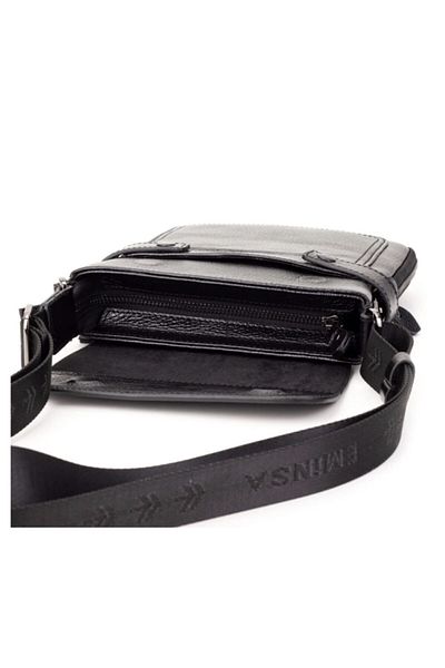 Eminsa Genuine Leather Shoulder Bag with Black Snap Detail