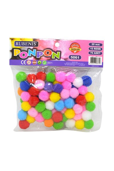Rubenis 20mm 10 Colors 70 Pieces Pompom