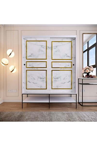 PASİFİC HOME Martin 2 Kapaklı Sürgülü Gardırop Elbise Dolabı,150 Cm, Beyaz & ...