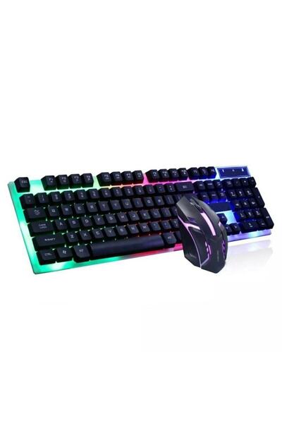 Genel Markalar QPART GM-14 Rgb Işıklı Oyuncu Türkçe Q Klavye Mouse Set 1.5 m Örgü Kablo 3020